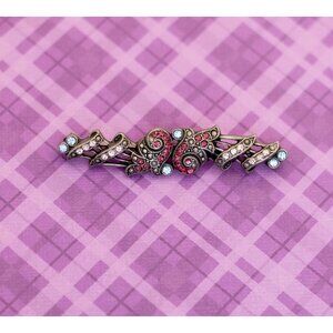Vintage Silver Tone Stylish Art Nouveau Rhinestones Brooch - V13
